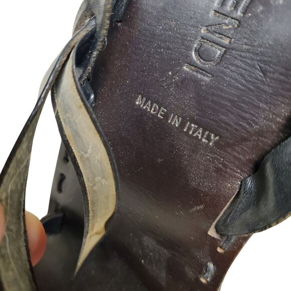 Fendi Sandali Vachetta Caffe Heeled Brown Leather Sandals - Size 38.5 - Picture 6 of 6